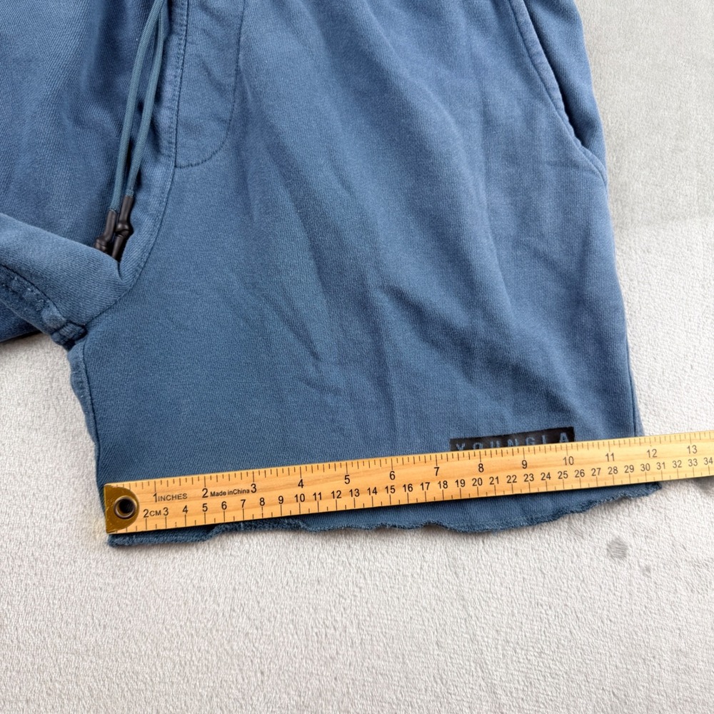 YoungLA Men's XL Raw Gym Shorts Blue XL Cotton Drawstring Athletic Sweat Shorts - Picture 6 of 12